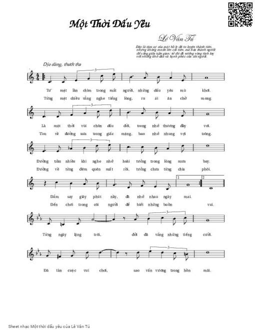 Sheet PDF of Một thời dấu yêu