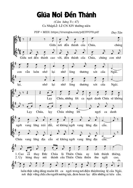 Sheet PDF of Thánh Vịnh 47, Giữa Nơi Đền Thánh