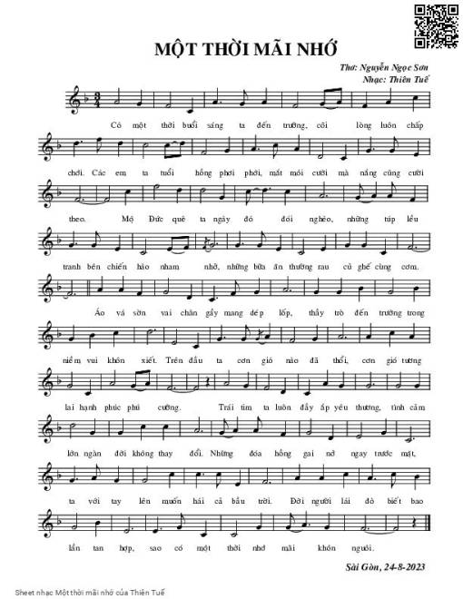 Sheet PDF of Một thời mãi nhớ