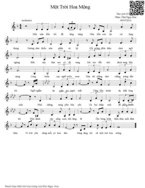 Sheet PDF of Một trời hoa mộng