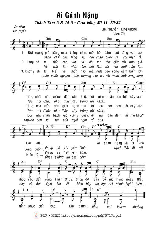 Sheet PDF of Ai Gánh Nặng