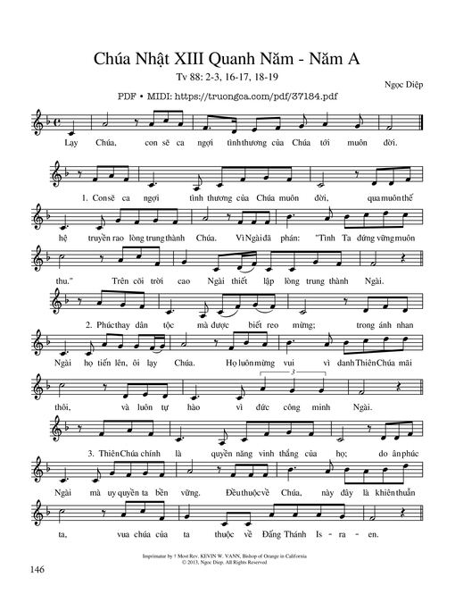 Sheet PDF of Thánh Vịnh 88, Chúa Nhật 13A Thường Niên