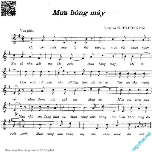 Sheet PDF of Mưa bóng mây