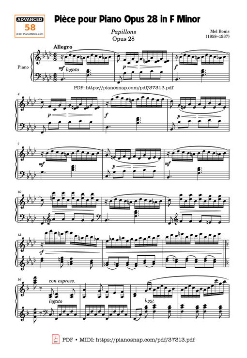 Pièce pour Piano Opus 28 in F Minor