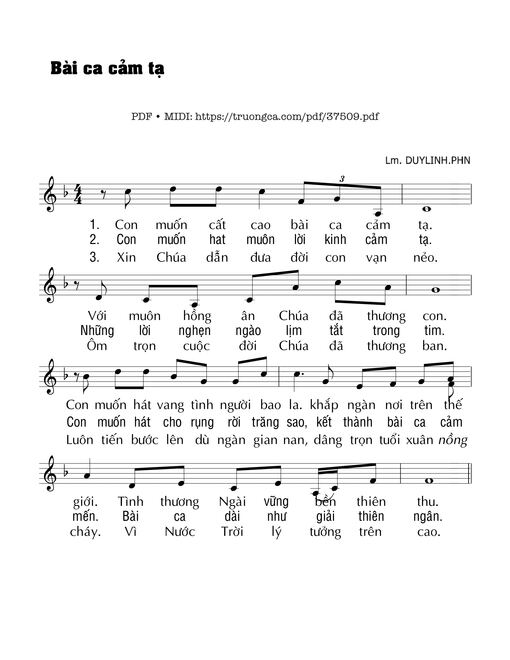 Bài Ca Cảm Tạ - Duy Linh Phn