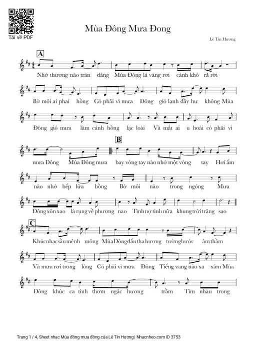 Sheet PDF of Mùa đông mưa đông