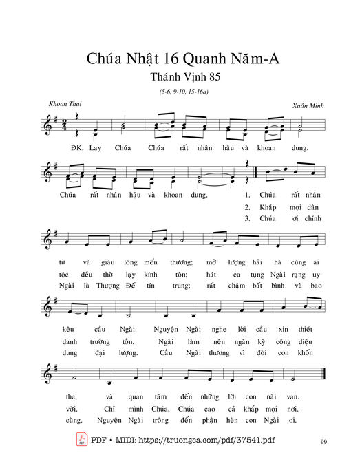 Chúa Nhật 16A Thường Niên (Tv.85)
