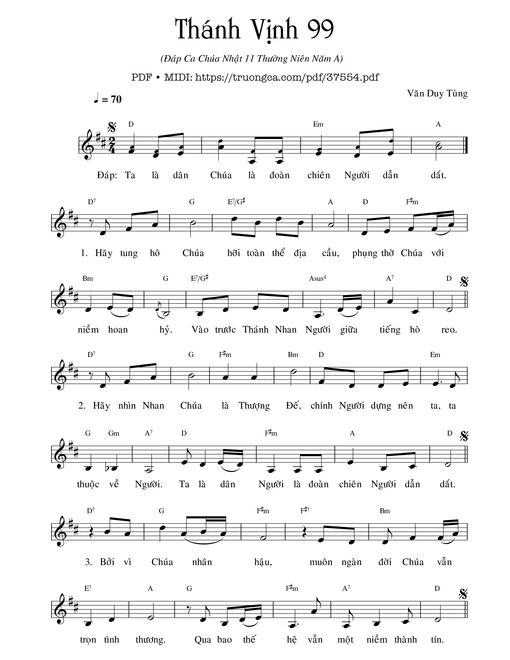 Thánh Vịnh 99, Chúa Nhật 11A Thường Niên