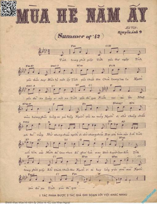 Sheet PDF of Mùa hè năm ấy (Mùa hè 42)