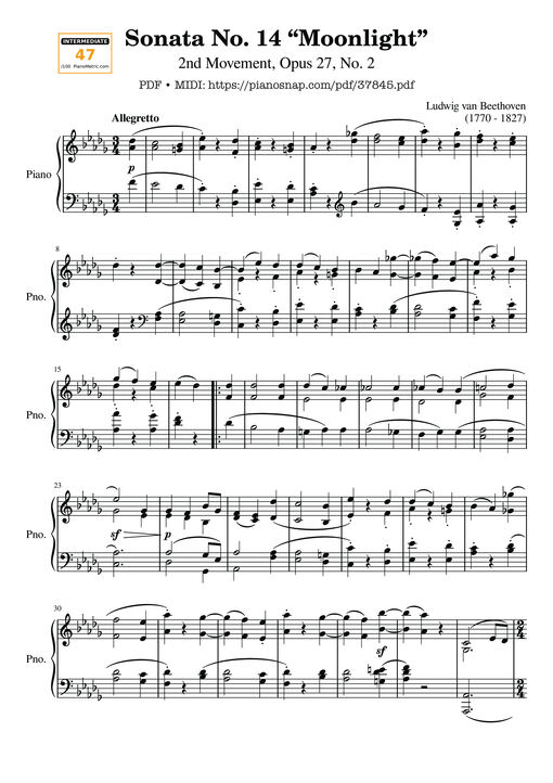 Sonata No. 14 Moonlight 2nd Movement Piano