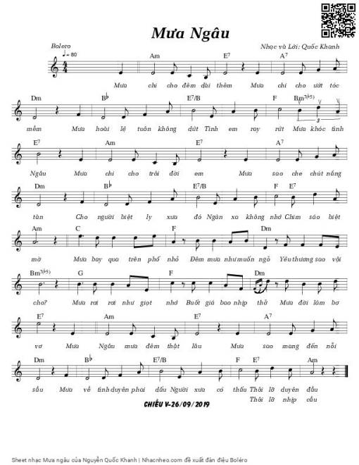 Sheet PDF of Mưa ngâu - Nguyễn Quốc Khanh