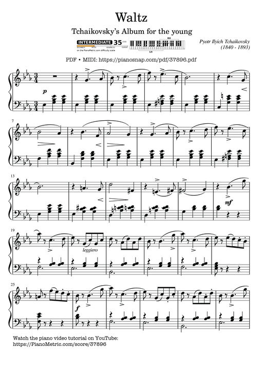 Waltz, Tchaikovsky, Album for the young