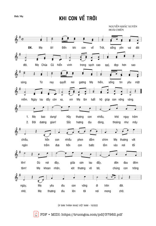 Sheet PDF of Khi Con Về Trời