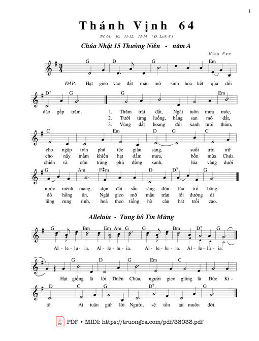 Thánh Vịnh 64, Chúa Nhật 15A Thường Niên