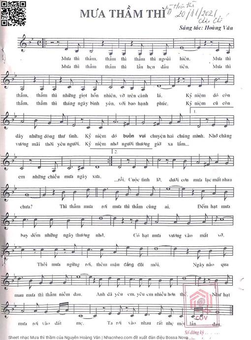 Sheet PDF of Mưa thì thầm