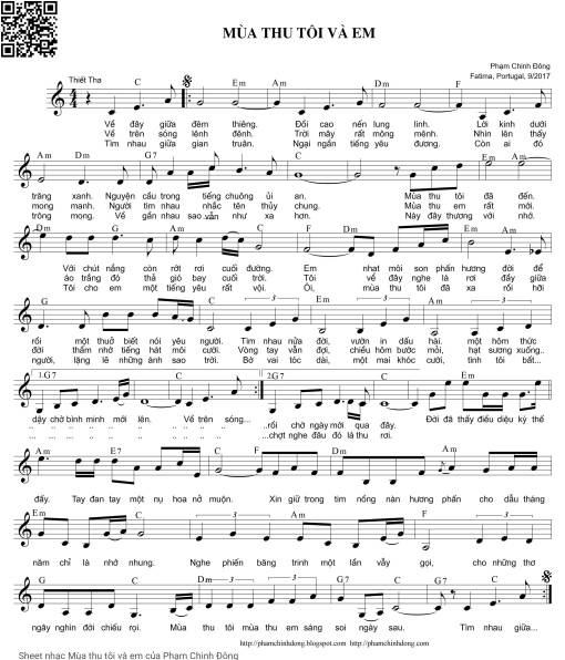 Sheet PDF of Mùa thu tôi và em