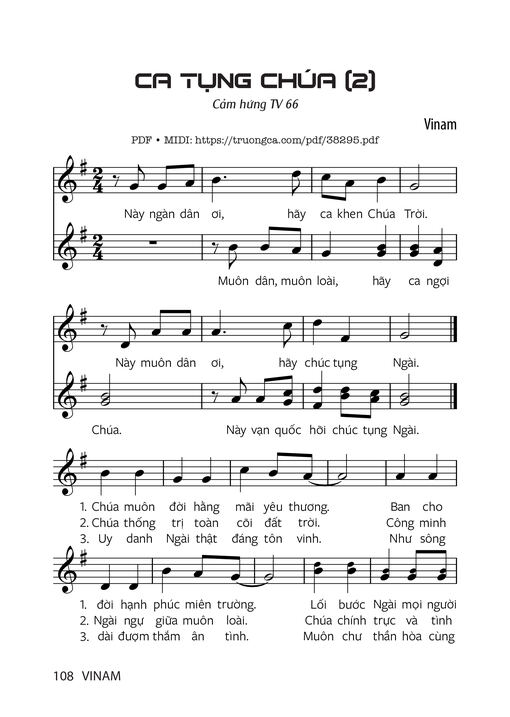 Sheet PDF of Thánh Vịnh 66, Ca Tụng Chúa 2
