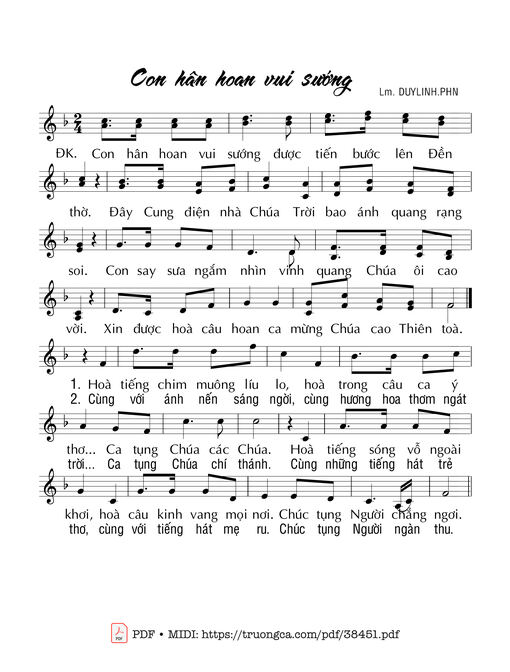 Sheet PDF of Con Hân Hoan Vui Sướng