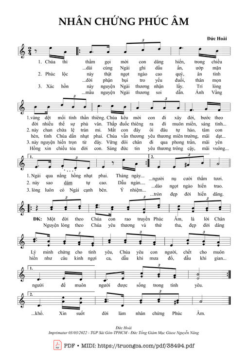 Sheet PDF of Nhân Chứng Phúc Âm