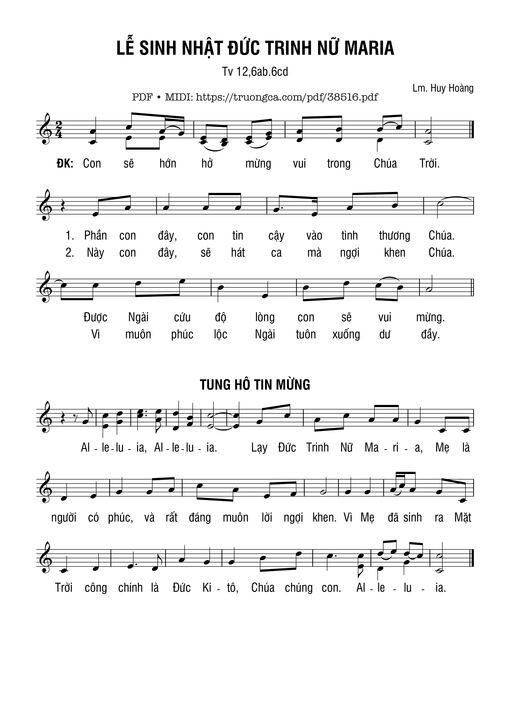 Thánh Vịnh 12, Lễ Sinh Nhật Đức Maria