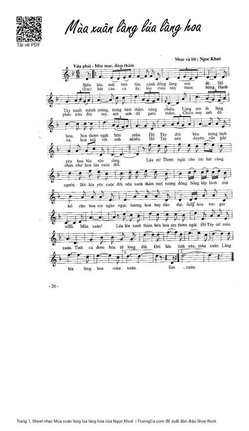 Sheet PDF of Mùa xuân làng lúa làng hoa
