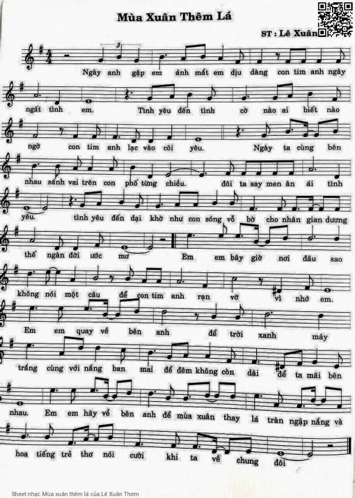 Sheet PDF of Mùa xuân thêm lá