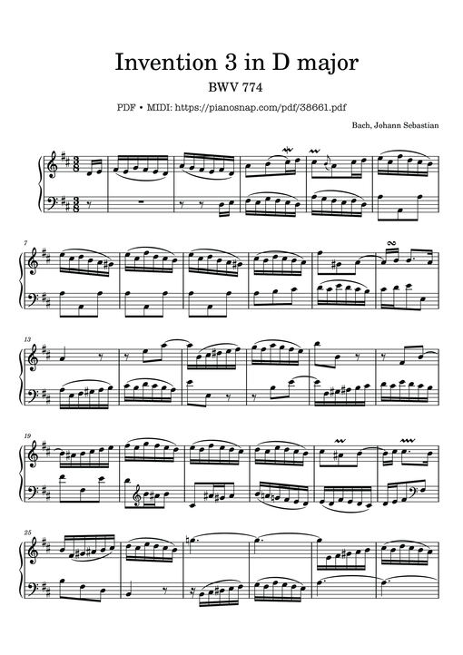 Invention 3 in D major BWV 774