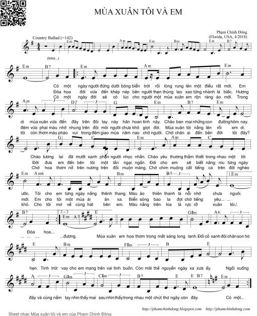 Sheet PDF of Mùa xuân tôi và em