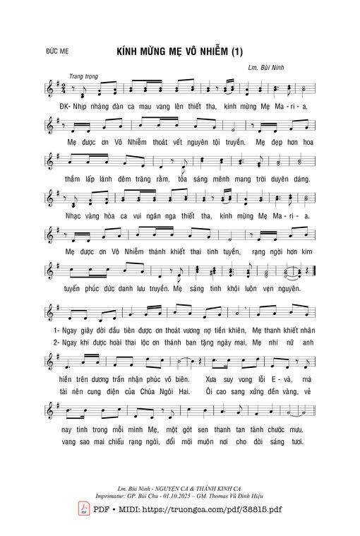 Kính Mừng Mẹ Vô Nhiễm