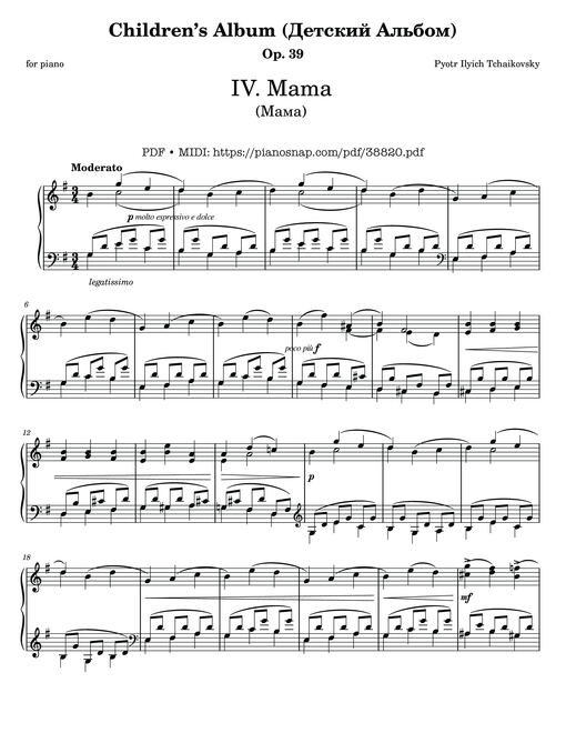 Mama, Children's Album, Tchaikovsky Op. 39