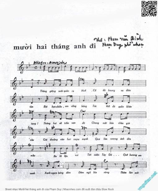 Sheet PDF of Mười hai tháng anh đi