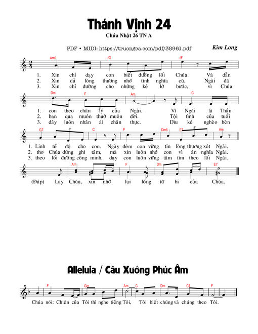 Thánh Vịnh 24 (Chúa Nhật 26A Thường Niên)