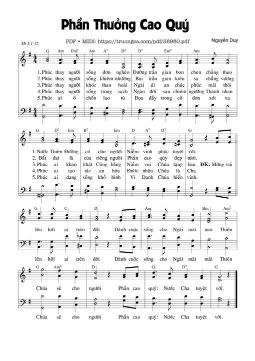 Sheet PDF of Phần Thưởng Cao Quý