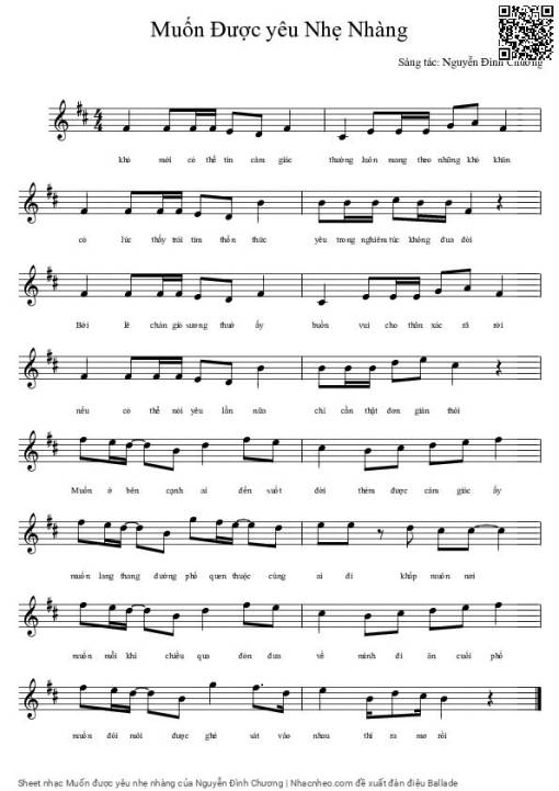 Sheet PDF of Muốn được yêu nhẹ nhàng
