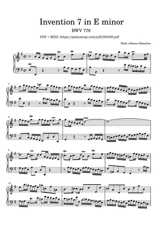 Invention No. 7 in E minor, BWV 778