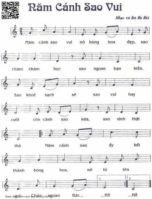 Sheet PDF of Năm cánh sao vui