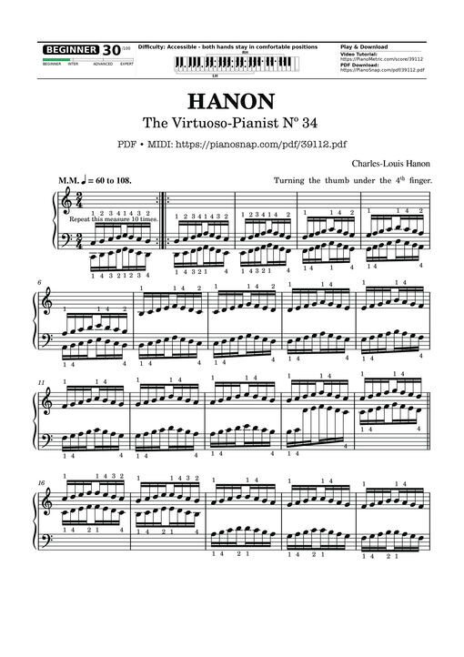 Hanon - The Virtuoso Pianist No. 34