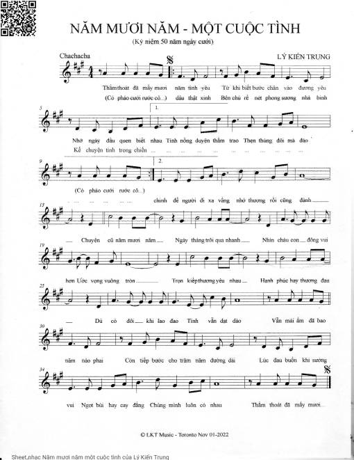 Sheet PDF of Năm mươi năm một cuộc tình