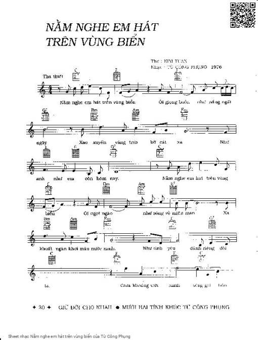 Sheet PDF of Nằm nghe em hát trên vùng biển