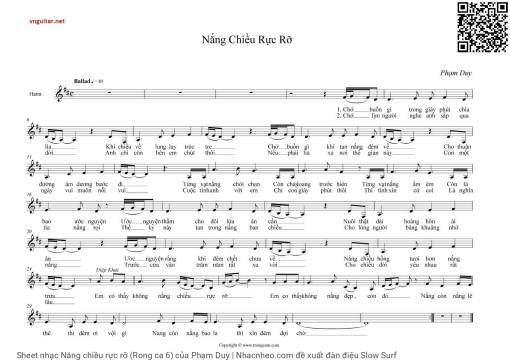 Sheet PDF of Nắng chiều rực rỡ (Rong ca 6)