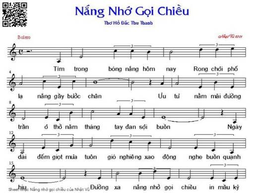 Sheet PDF of Nắng nhớ gọi chiều