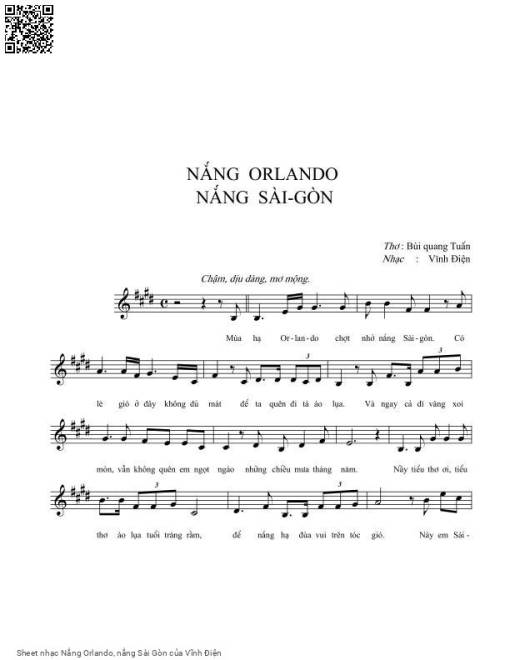 Sheet PDF of Nắng Orlando, nắng Sài Gòn