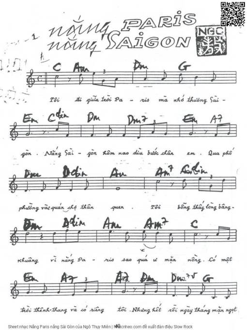 Sheet PDF of Nắng Paris nắng Sài Gòn