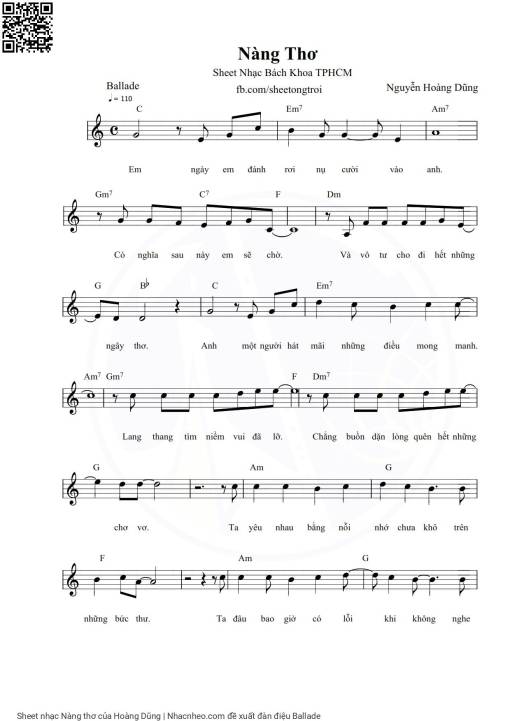 Sheet PDF of Nàng thơ - Hoàng Dũng