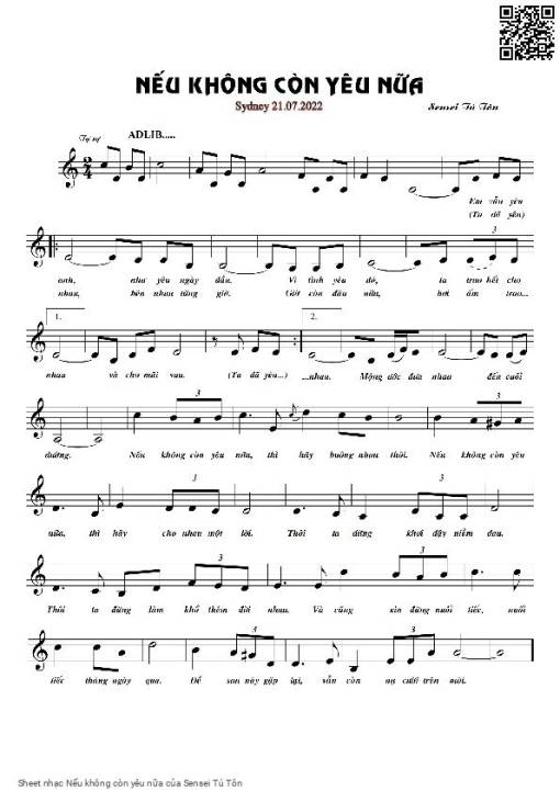 Sheet PDF of Nếu không còn yêu nữa