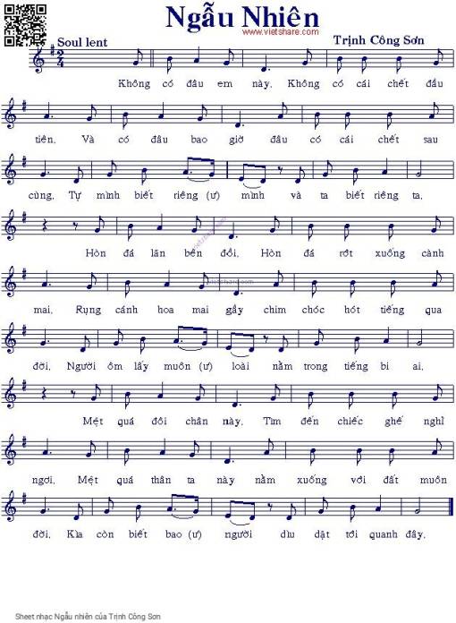 Sheet PDF of Ngẫu nhiên - Trịnh Công Sơn