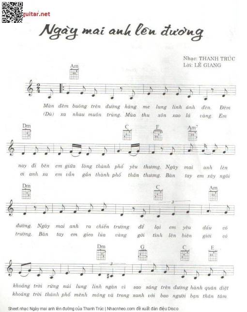 Sheet PDF of Ngày mai anh lên đường