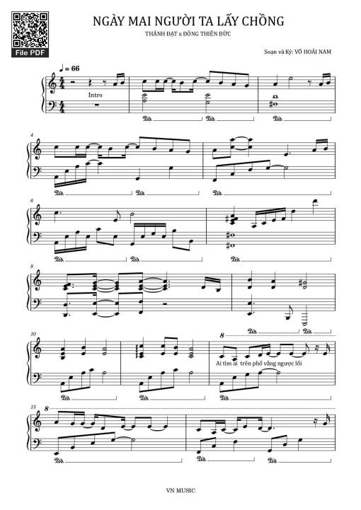 Sheet PDF of Ngày mai người ta lấy chồng Piano (dễ)