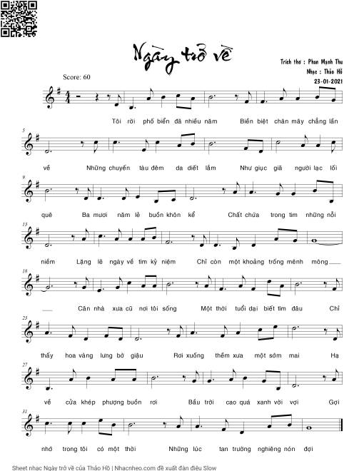 Sheet PDF of Ngày trở về