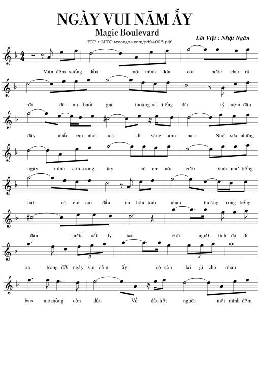 Sheet PDF of Ngày vui năm ấy (Magic Boulevard)